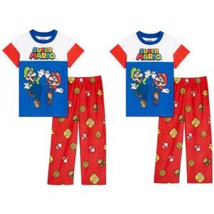Super Mario Boys Shirt and Sleep Pants Pajama Set 2 piece Size Medium 8 Lot of 2